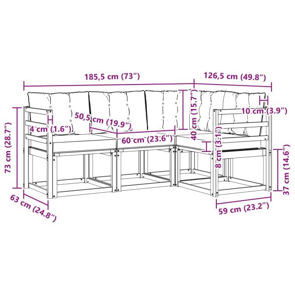 Комплект дивани за открито 4 pcs Натурален и Бежов
