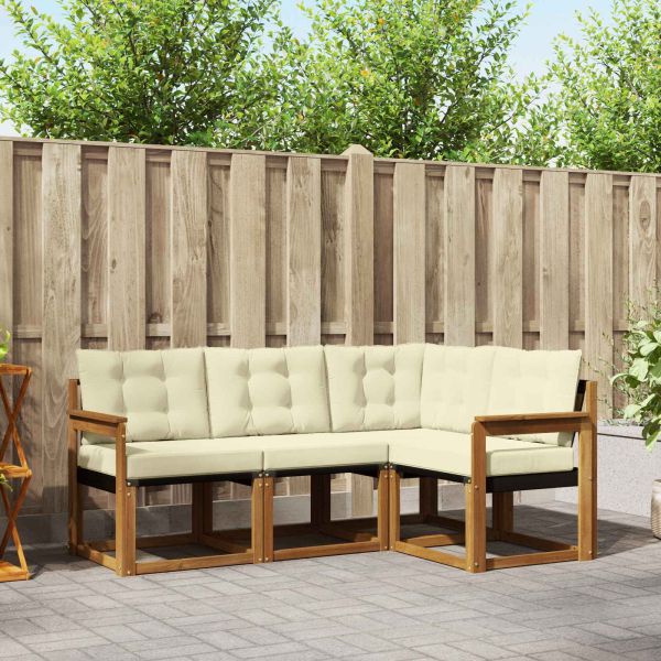 Комплект дивани за открито 4 pcs Натурален и Крема