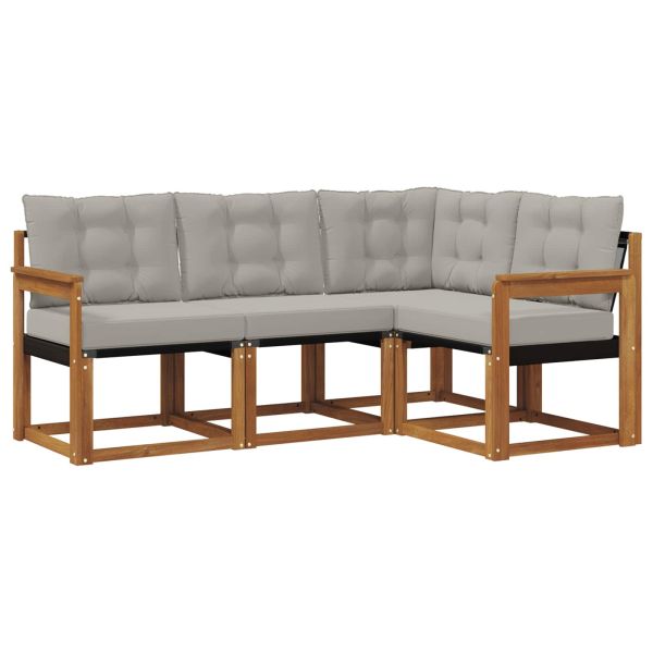 Комплект дивани за открито 4 pcs Естествено и светло сиво