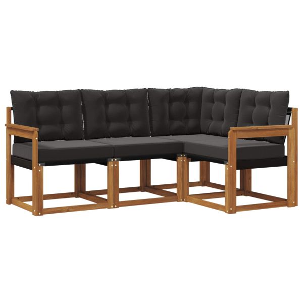 Комплект дивани за открито 4 pcs Естествено и черно