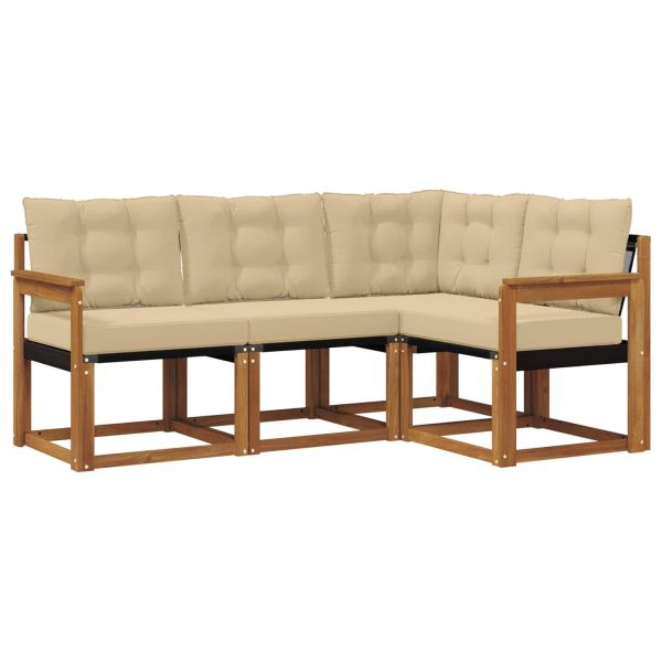 Комплект дивани за открито 4 pcs Натурален и Бежов