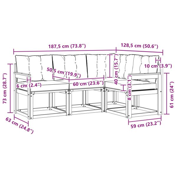 Комплект дивани за открито 4 pcs Натурален и Бежов