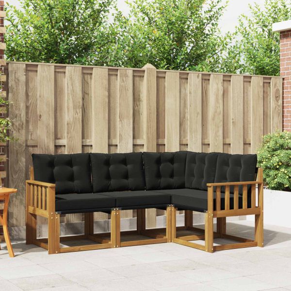 Комплект дивани за открито 4 pcs Естествено и черно
