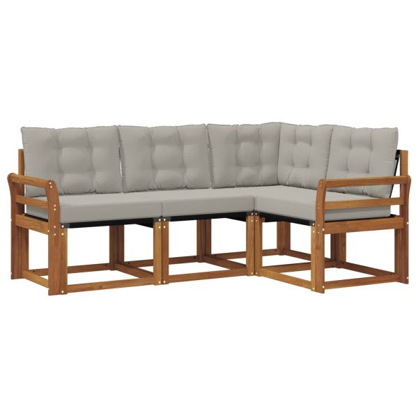 Комплект дивани за открито 4 pcs Естествено и светло сиво