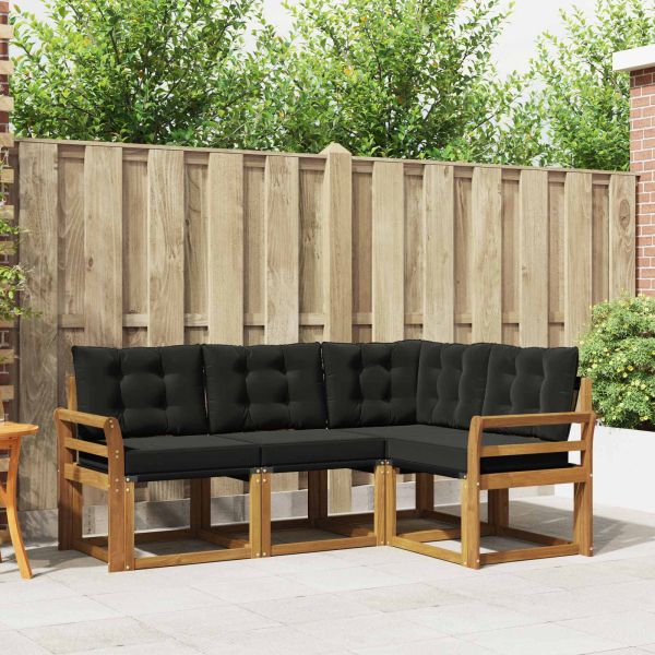 Комплект дивани за открито 4 pcs Естествено и черно