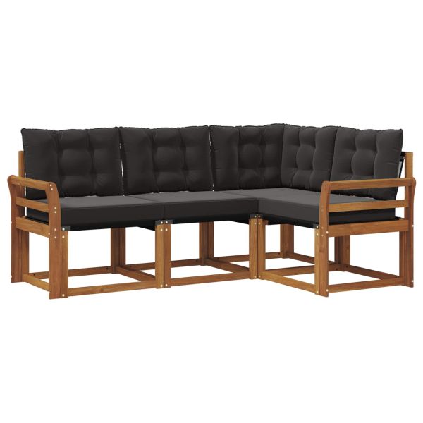 Комплект дивани за открито 4 pcs Естествено и черно