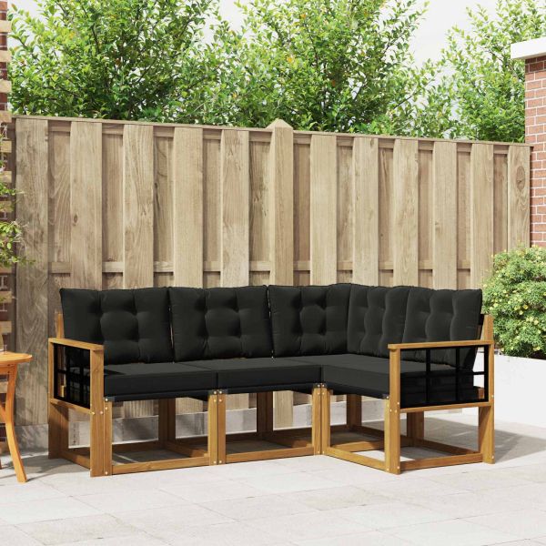 Комплект дивани за открито 4 pcs Естествено и черно