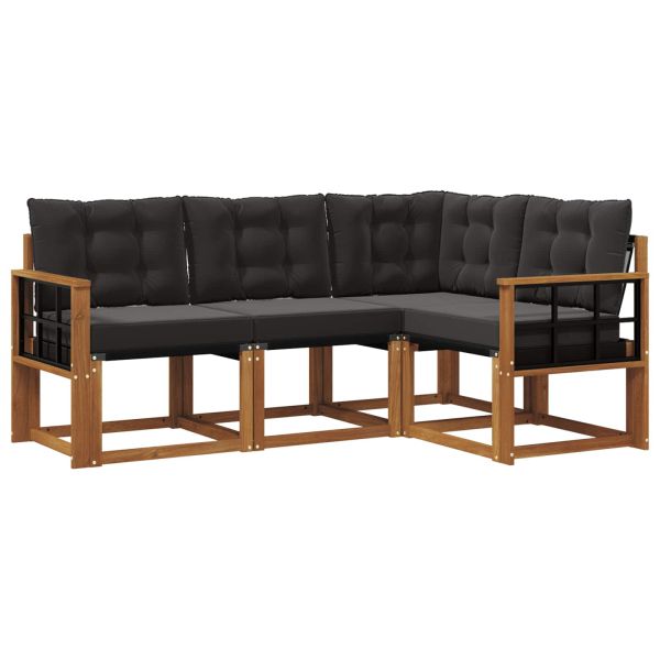 Комплект дивани за открито 4 pcs Естествено и черно