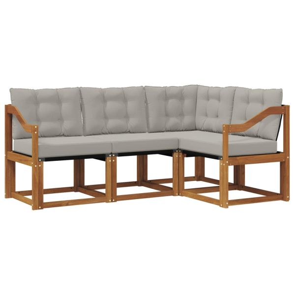 Комплект дивани за открито 4 pcs Естествено и светло сиво