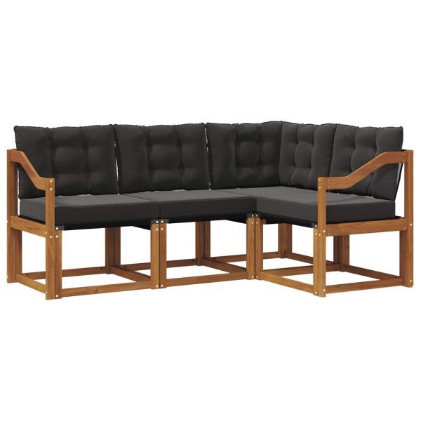 Комплект дивани за открито 4 pcs Естествено и черно