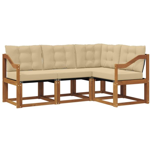 Комплект дивани за открито 4 pcs Натурален и Бежов