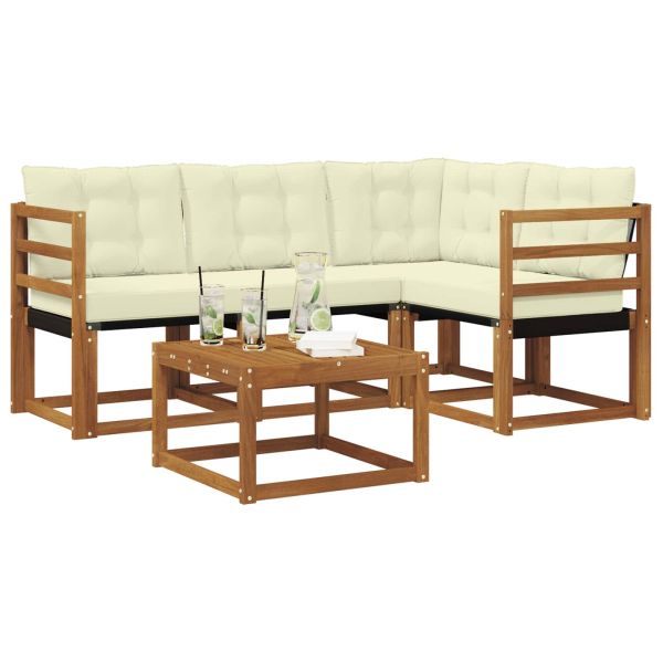Комплект дивани за открито 5 pcs Натурален и Крема