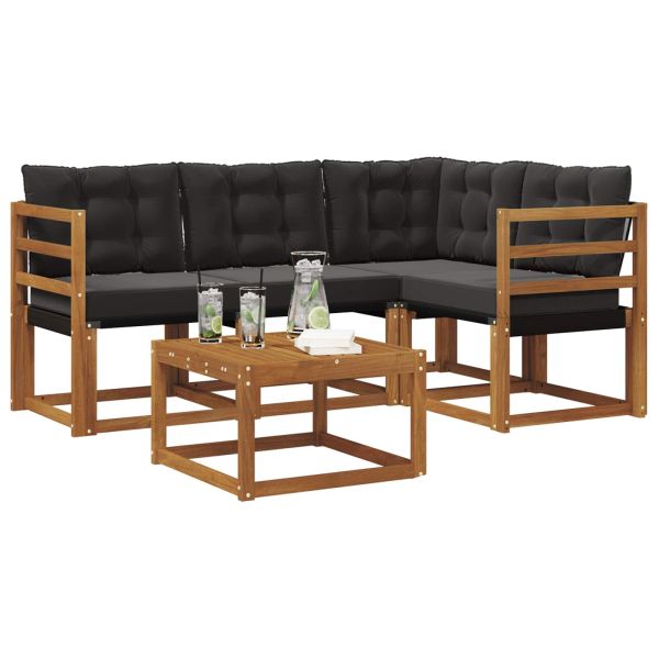 Комплект дивани за открито 5 pcs Естествено и черно