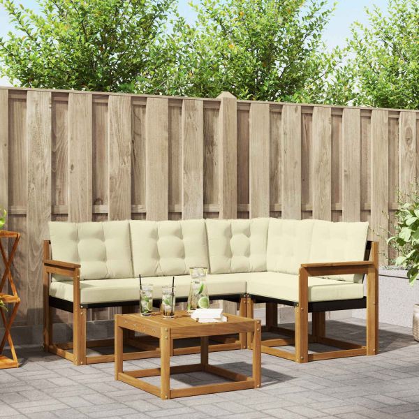 Комплект дивани за открито 5 pcs Натурален и Крема