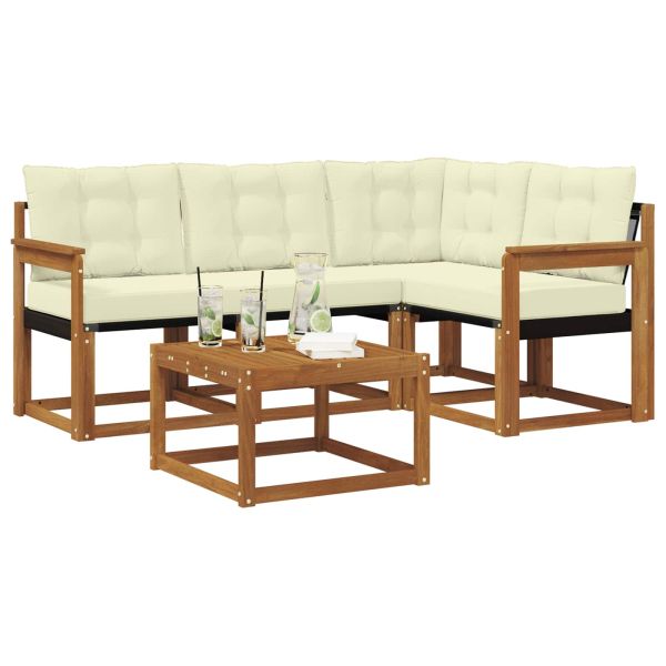 Комплект дивани за открито 5 pcs Натурален и Крема