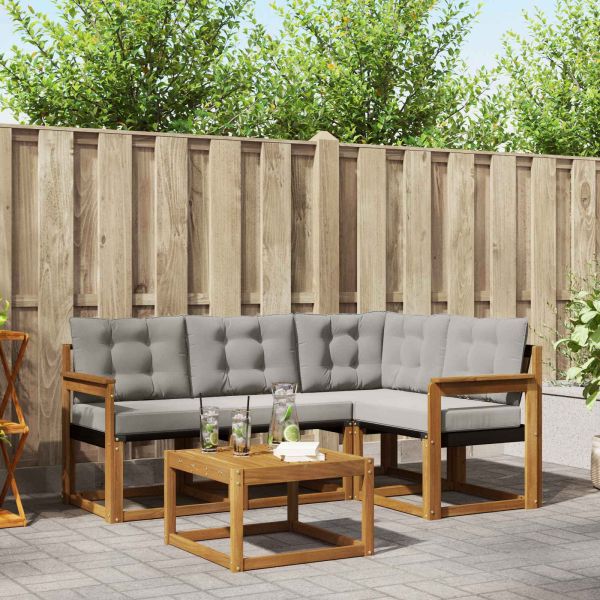 Комплект дивани за открито 5 pcs Естествено и светло сиво