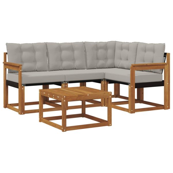 Комплект дивани за открито 5 pcs Естествено и светло сиво