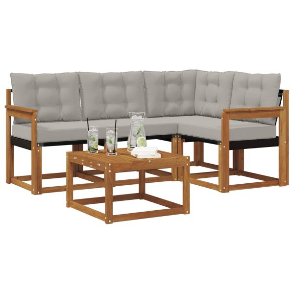 Комплект дивани за открито 5 pcs Естествено и светло сиво