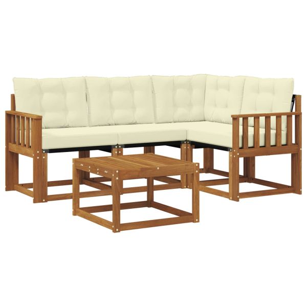 Комплект дивани за открито 5 pcs Натурален и Крема