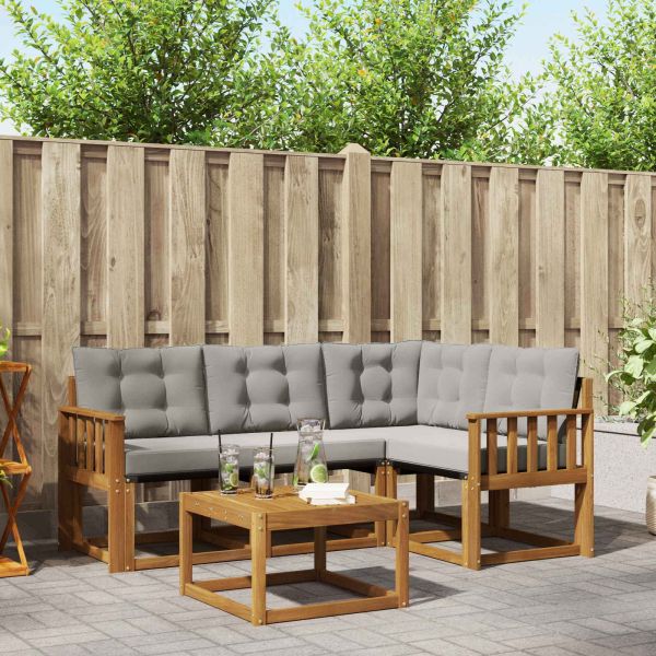 Комплект дивани за открито 5 pcs Естествено и светло сиво