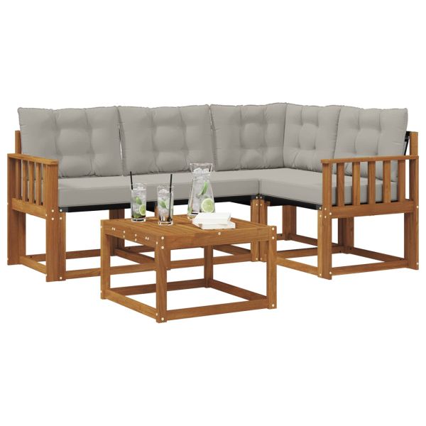 Комплект дивани за открито 5 pcs Естествено и светло сиво