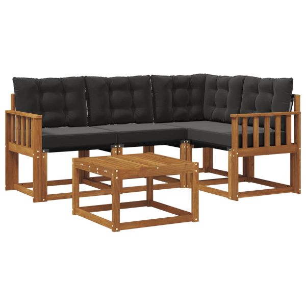 Комплект дивани за открито 5 pcs Естествено и черно