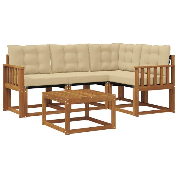 Комплект дивани за открито 5 pcs Натурален и Бежов