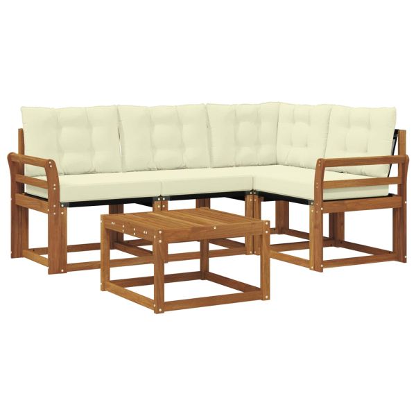 Комплект дивани за открито 5 pcs Натурален и Крема