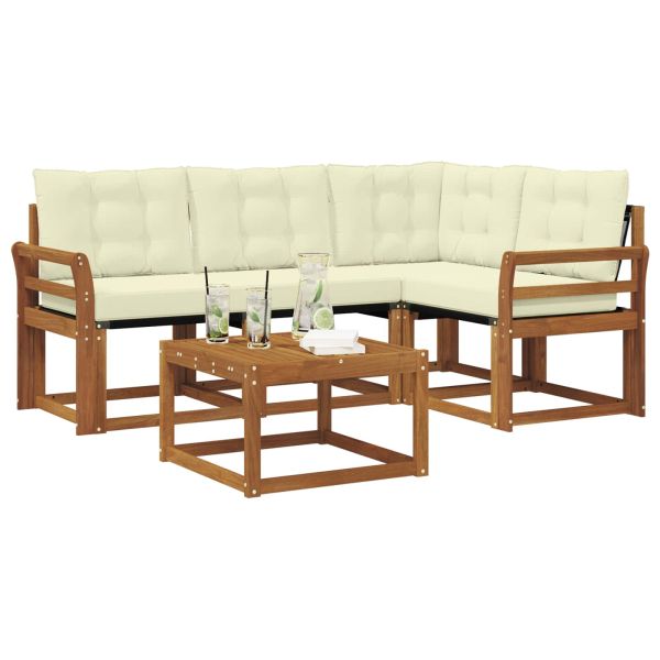 Комплект дивани за открито 5 pcs Натурален и Крема