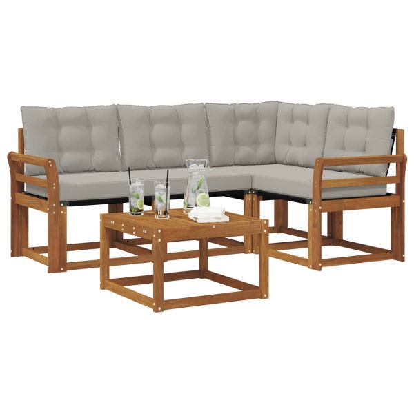 Комплект дивани за открито 5 pcs Естествено и светло сиво