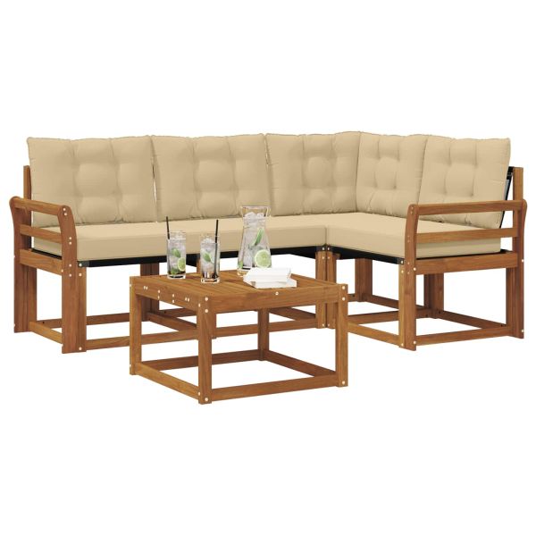 Комплект дивани за открито 5 pcs Натурален и Бежов