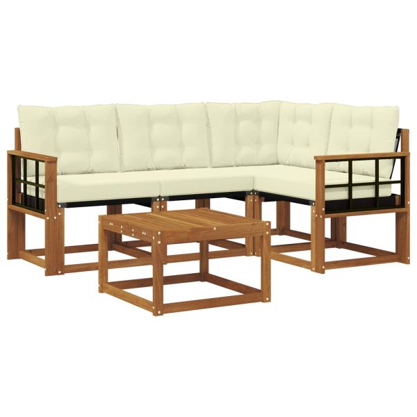 Комплект дивани за открито 5 pcs Натурален и Крема