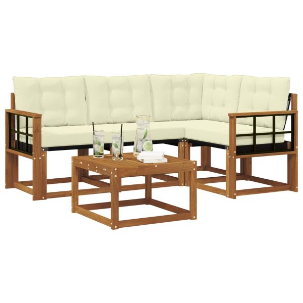 Комплект дивани за открито 5 pcs Натурален и Крема