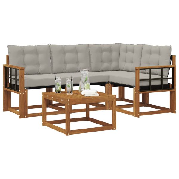 Комплект дивани за открито 5 pcs Естествено и светло сиво