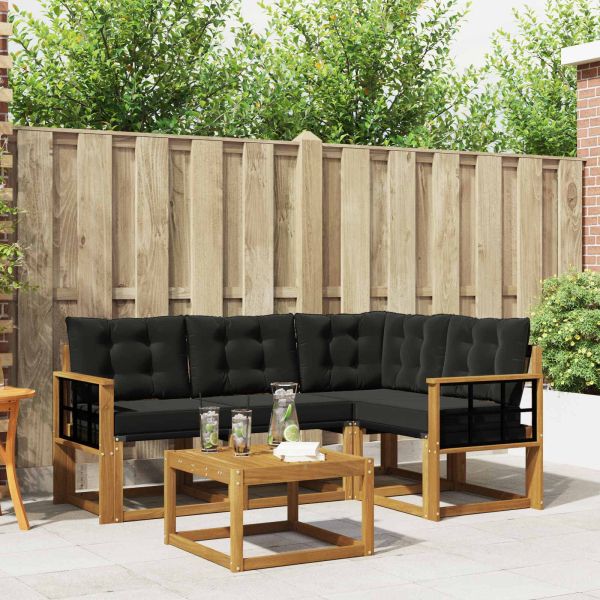 Комплект дивани за открито 5 pcs Естествено и черно