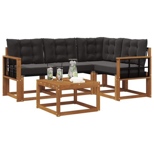 Комплект дивани за открито 5 pcs Естествено и черно
