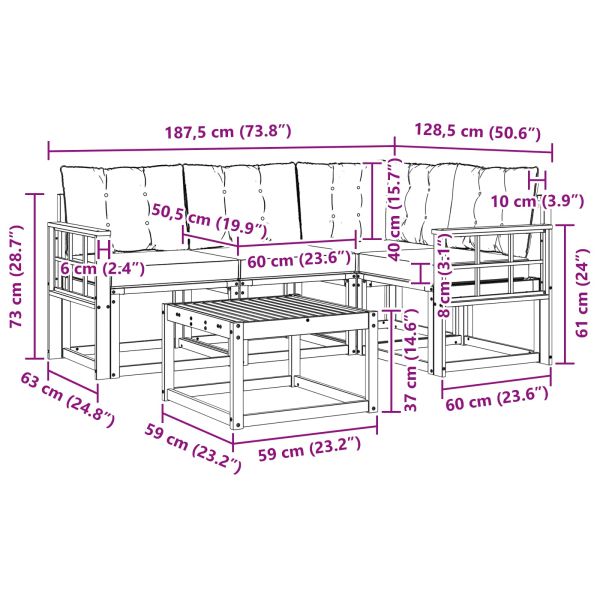 Комплект дивани за открито 5 pcs Естествено и черно