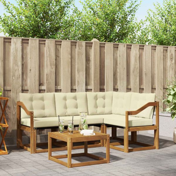 Комплект дивани за открито 5 pcs Натурален и Крема