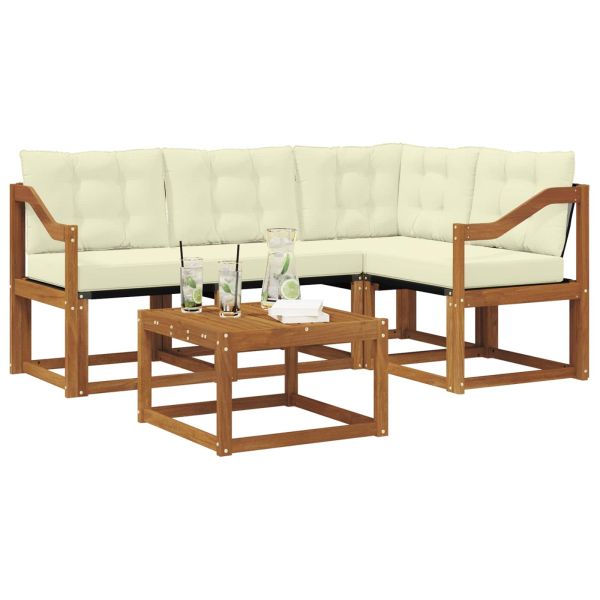 Комплект дивани за открито 5 pcs Натурален и Крема