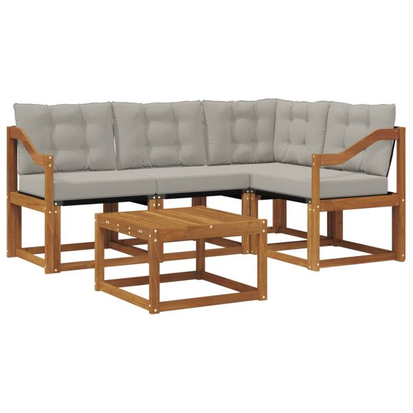 Комплект дивани за открито 5 pcs Естествено и светло сиво