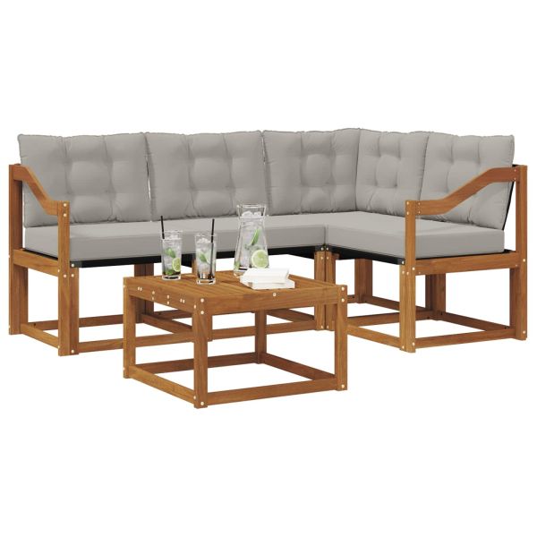 Комплект дивани за открито 5 pcs Естествено и светло сиво