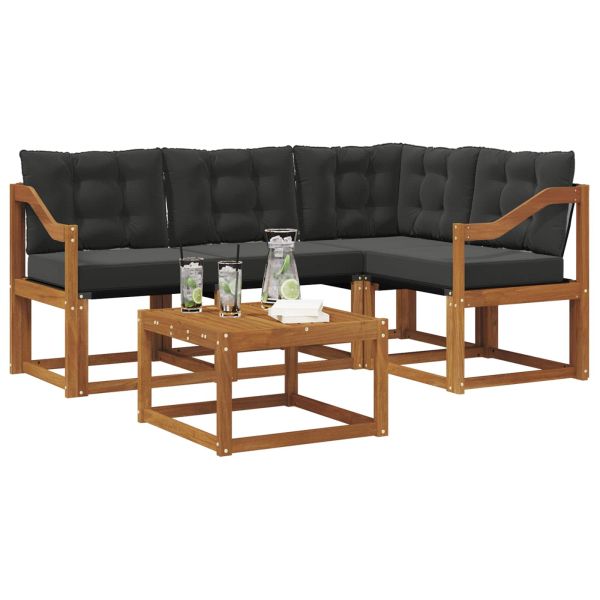 Комплект дивани за открито 5 pcs Естествено и черно