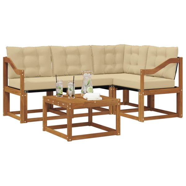 Комплект дивани за открито 5 pcs Натурален и Бежов
