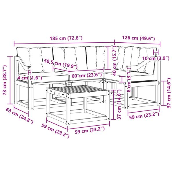 Комплект дивани за открито 5 pcs Натурален и Бежов