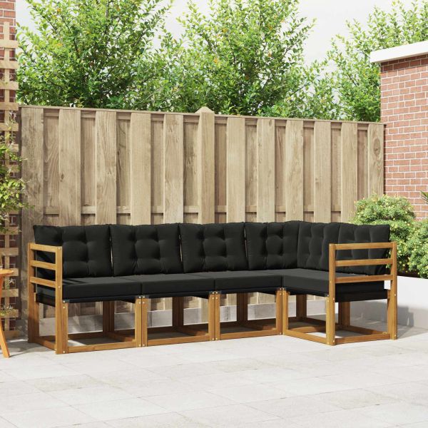 Комплект дивани за открито 5 pcs Естествено и черно