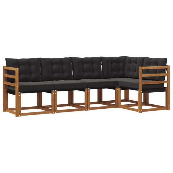 Комплект дивани за открито 5 pcs Естествено и черно