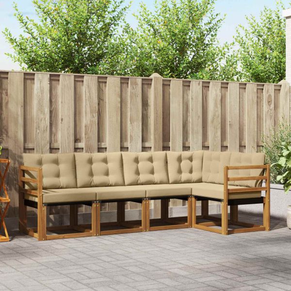 Комплект дивани за открито 5 pcs Натурален и Бежов