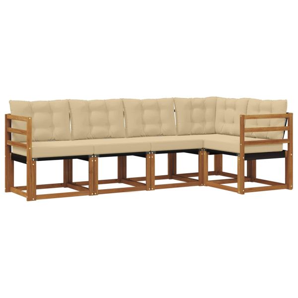 Комплект дивани за открито 5 pcs Натурален и Бежов
