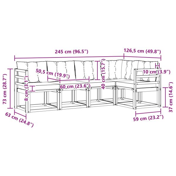 Комплект дивани за открито 5 pcs Натурален и Бежов