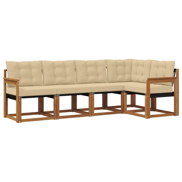 Комплект дивани за открито 5 pcs Натурален и Бежов